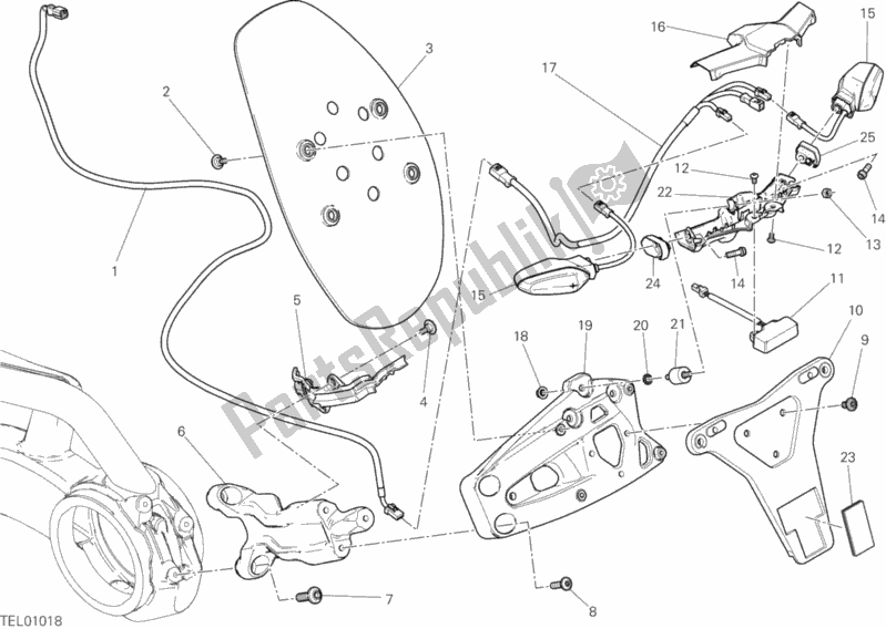 All parts for the 27a - Plate Holder of the Ducati Diavel Xdiavel Thailand 1260 2017